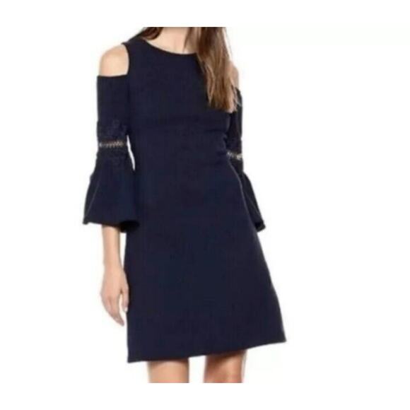 Eliza J Dresses & Skirts - Eliza J Dress Womens 8 Petite Blue Lace Cold Shoulder Cocktail Wedding Guest